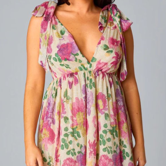 MELANIE TIE-SHOULDER MINI DRESS - RASPBERRY ROSE - Picture 2 of 3